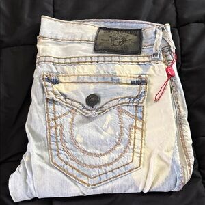 True Religion Mens Faded Blue Jeans